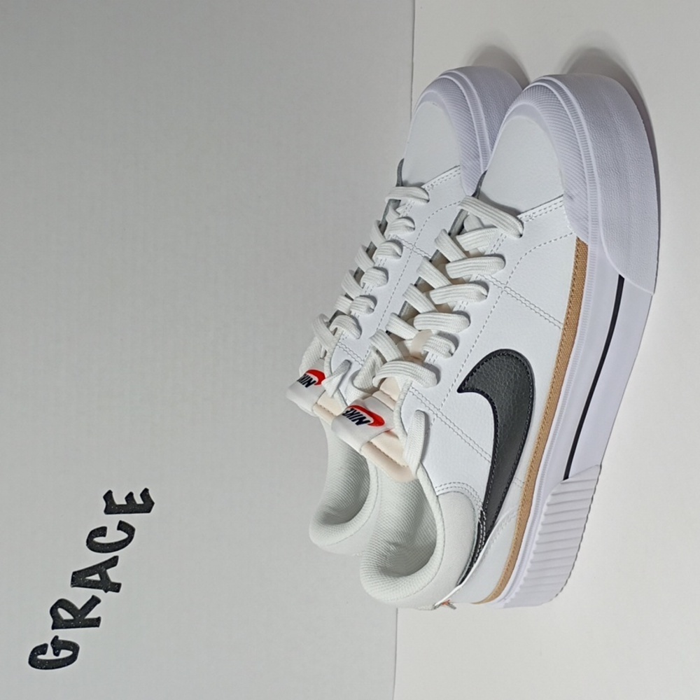 Nike White Black Gold Platform Athletic Shoes - Picture 10 of 13